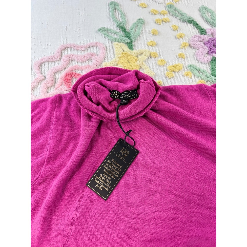 DG2 Diane Gilman Pink Asymmetrical Turtleneck Sweater Womens Small NWT Fuchsia - Picture 6 of 10